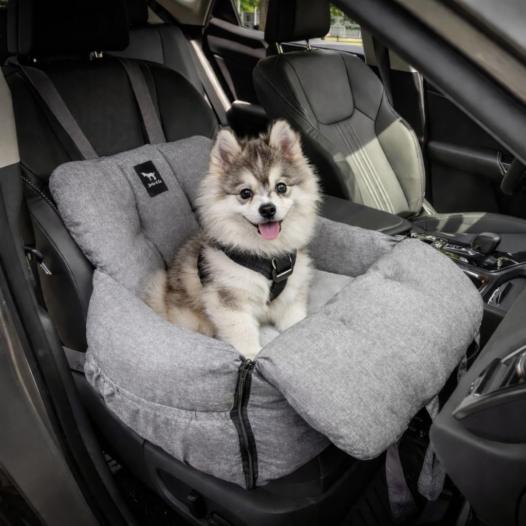 JACKO & CO - Premium Dog Car Seat for Small & Medium Pets up to 25lbs - Machine Washable, R