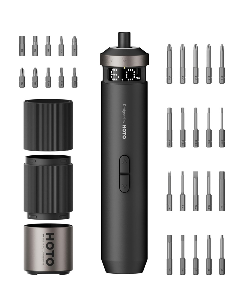HOTO PixelDrive Electric Screwdriver, Smart Display, 6 Torque Settings, 0.5 to 6 NÃ‚Â·m, 1/