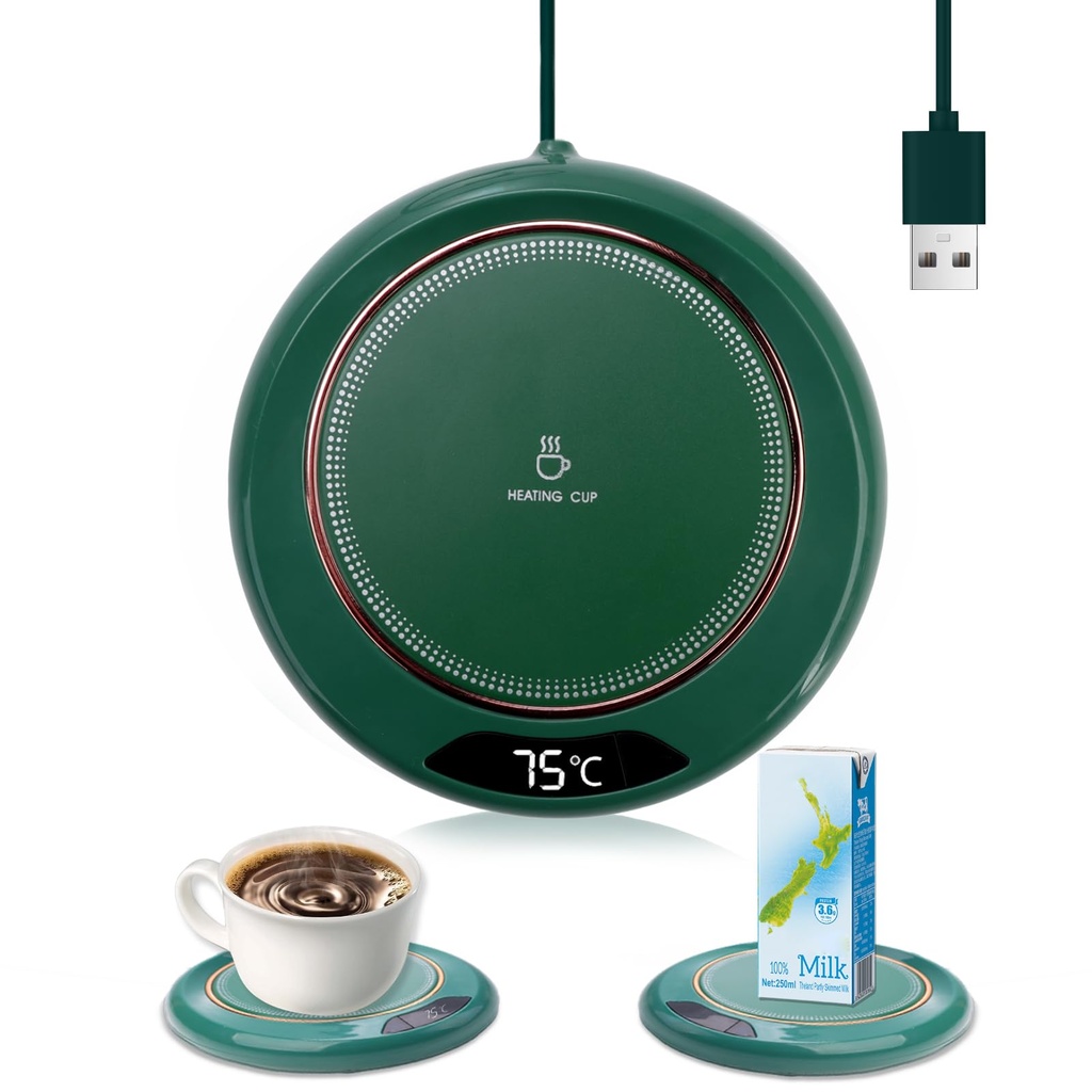 teasteam Coffee Mug Warmer for Desk USB Charging with 3 Temperature Settings and Display Po