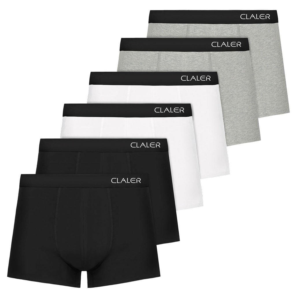 CLALER Mens Boxers 6 Pack Cotton, Trunks Stretchy Fitted Boxer Briefs, Soft Comfortable and