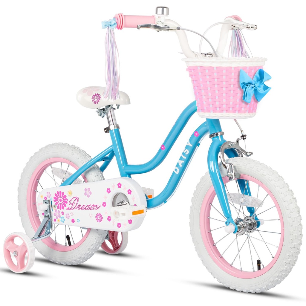 Glerc Daisy Kids Bike 16 inch for 4 5 6 7 years Old Girls with Streamers & Basket