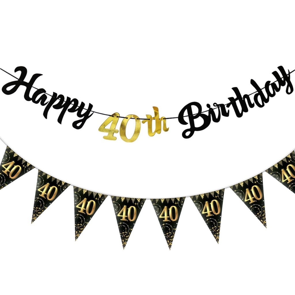 PHIOMUUE 50th Birthday Banner Black Gold, Happy 50th Birthday Banner for Men Women, Party D