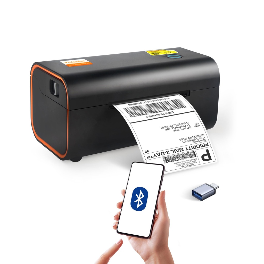 Yinleader Thermal Label Printer USB, Bluetooth Thermal Shipping Printer 4x6