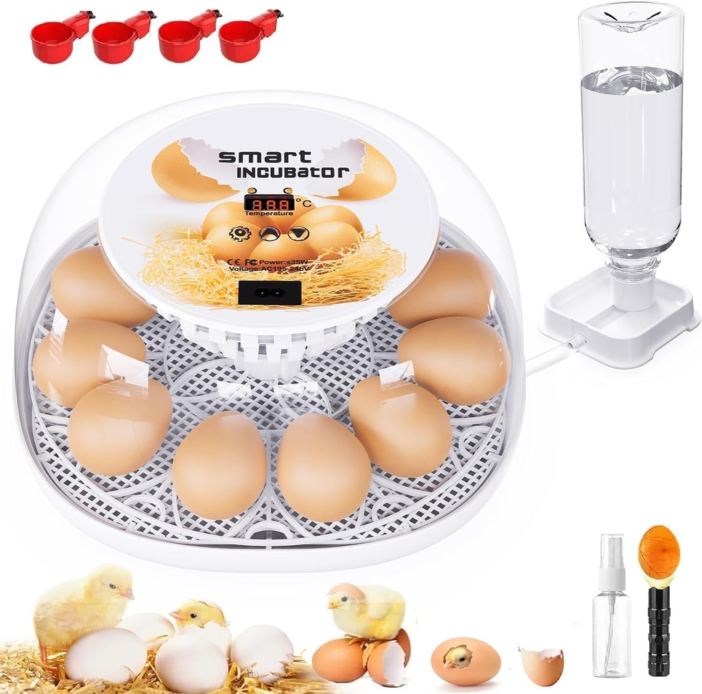Incubators for Hatching Eggs, 12-24 Egg Incubator with Automatic Egg Turning