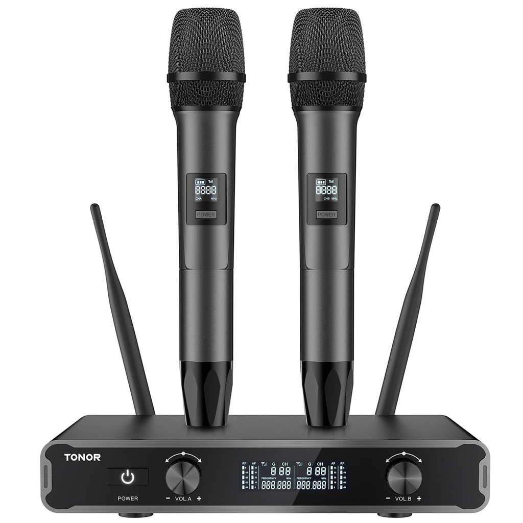 TONOR Wireless Microphones, Cordless Dual Handheld Dynamic Karaoke Singing Mic System