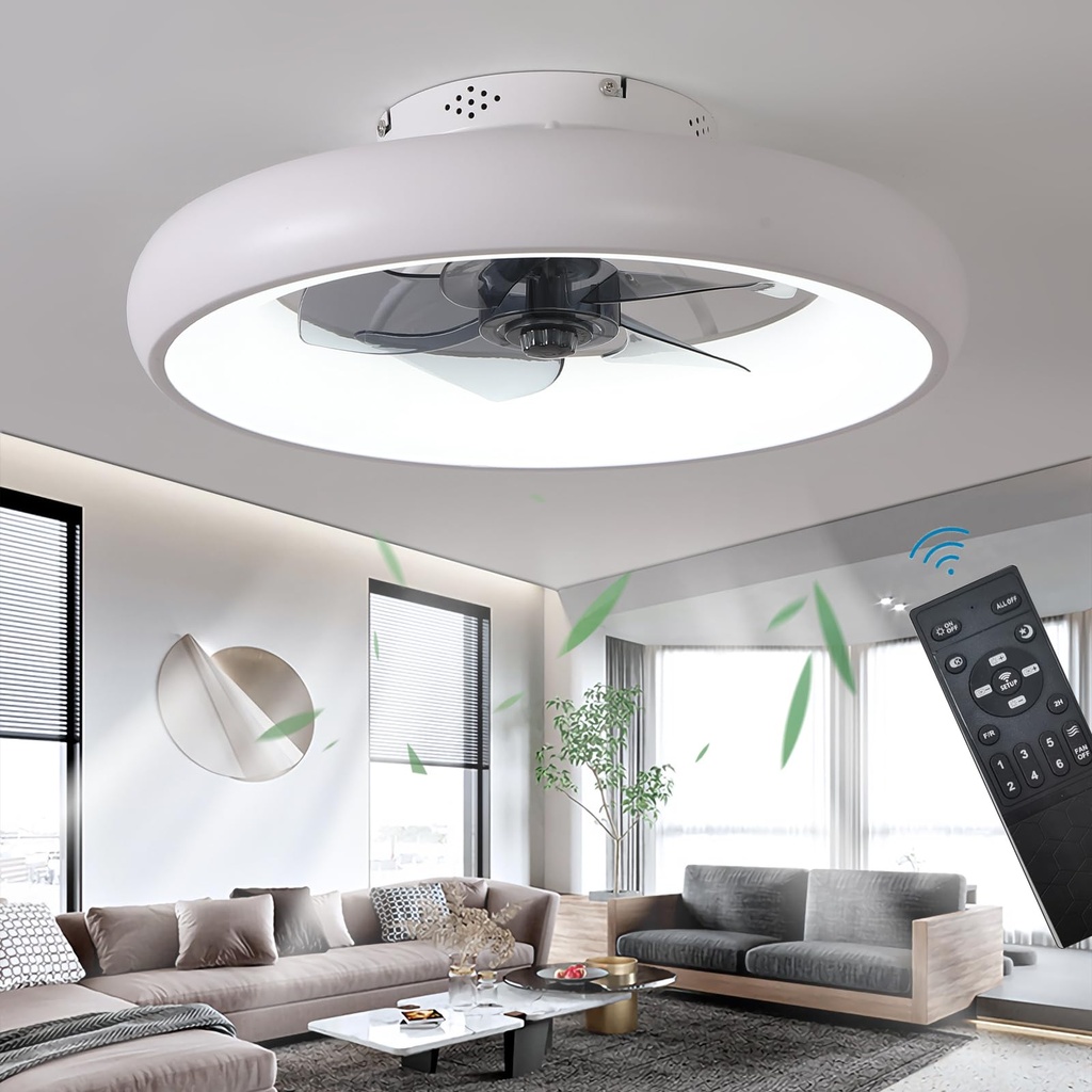 Quiet 48CM Ceiling Fans with Lamp Remote Control, Modern Lighting Fan Ceiling Light LED 36W