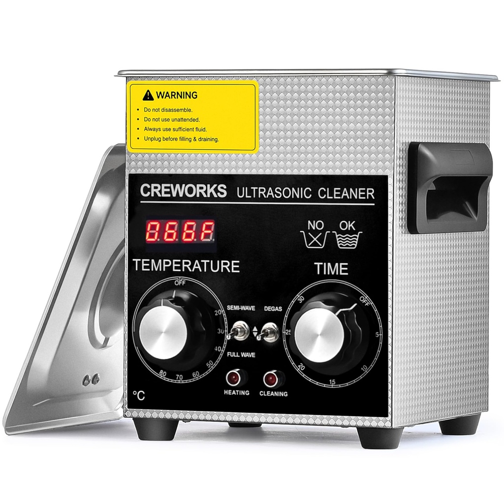 CREWORKS 2L Ultrasonic Cleaner with Heater and Timer, 60W Stainless Steel Ultrasonic cleaning