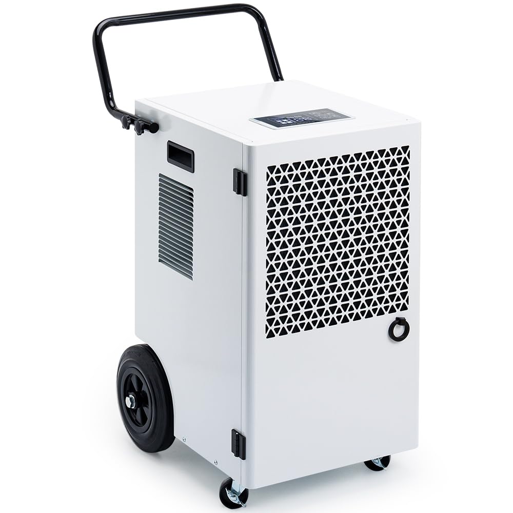 Megonia 120L/Day Commercial/Residential Dehumidifier: White, 300m2/600m3, 7L Tank, 500m