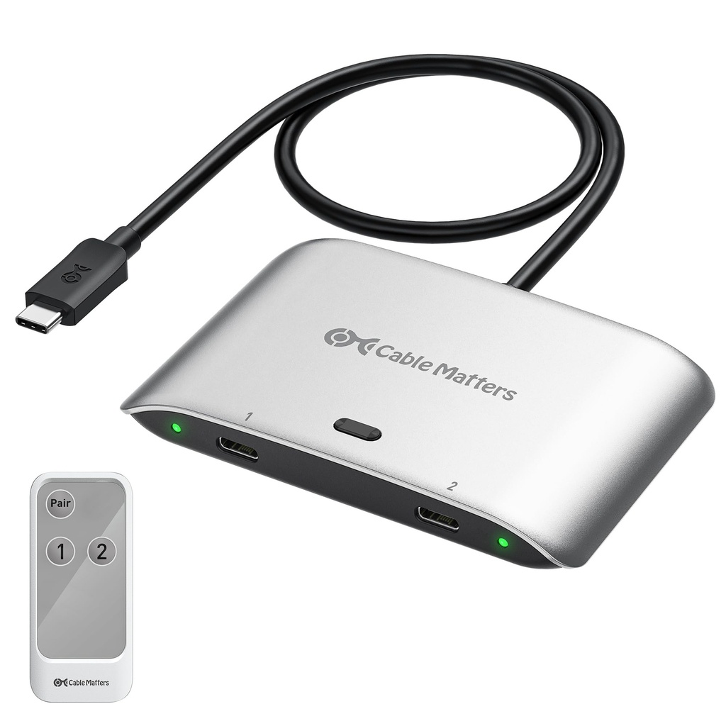 Cable Matters 20Gbps USB C Switch for 2 Computers, 140W PD, Up to 8K@30Hz on Windows, 4K@60H