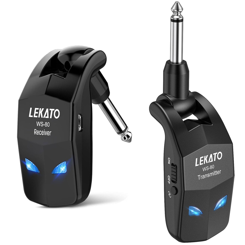 LEKATO Wireless Guitar System,Bass Wireless Transmitter Receiver, Rechargeable Digital