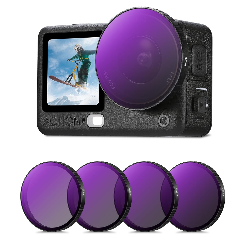 K&F CONCEPT Snap-on Filters Compatible with DJI Osmo Action 6, ND8/ ND16 /ND32 /ND64