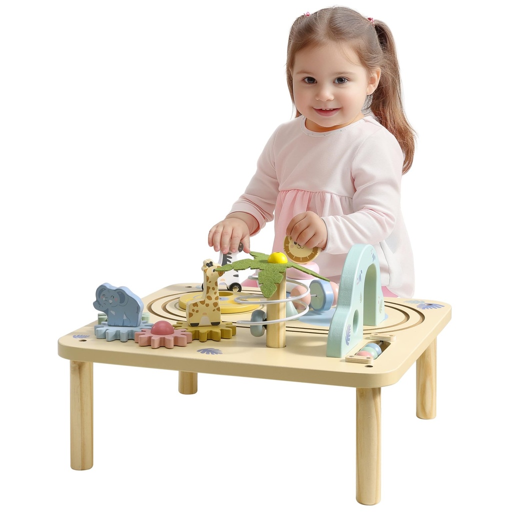 Navaris Kids Wooden Activity Table - Learning Centre Tables for Toddlers Age 2 to 5