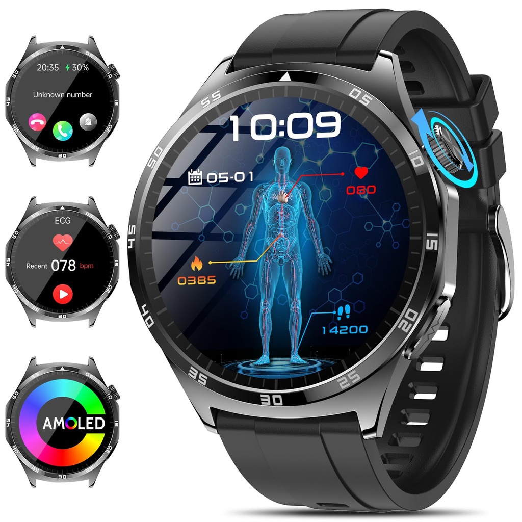 Marsyu 2026 Smart Watch for Men with Blood Pressure/ECG/Sleep/Apnea Monitor,1.43"