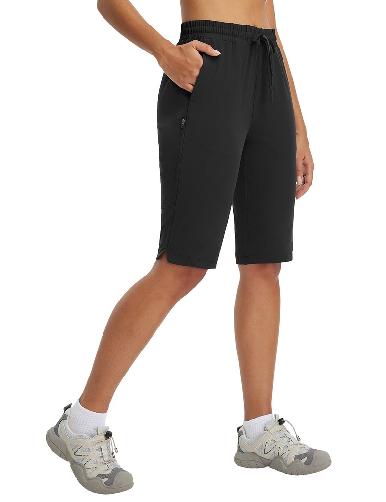 baleaf Women's Hiking Walking Shorts with Zip Pockets Knee Lenght Water Resistant SIZE XL