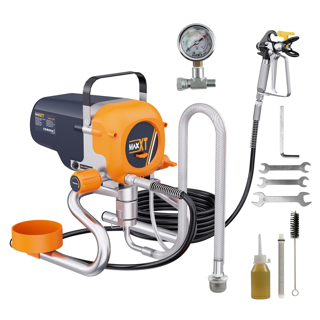 MAXXT Airless Paint Sprayer Airless 226Bar 1200W, 11.6L/min Flow with 7.5m Hose, Lightweight