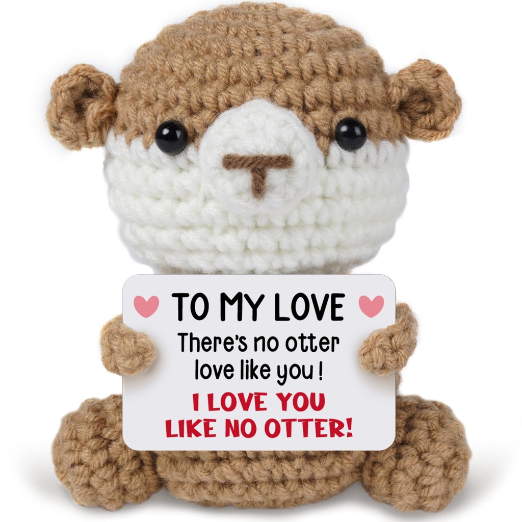 Sayregifty Valentines Gifts for Her Girlfriend, to My Love Handmade Crochet Otter Gifts, We