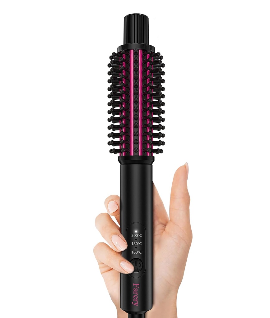 Farery Mini Thermal Brush 3 Temperature Adjustable, Small Curling Iron 25MM, Non-Blowing He
