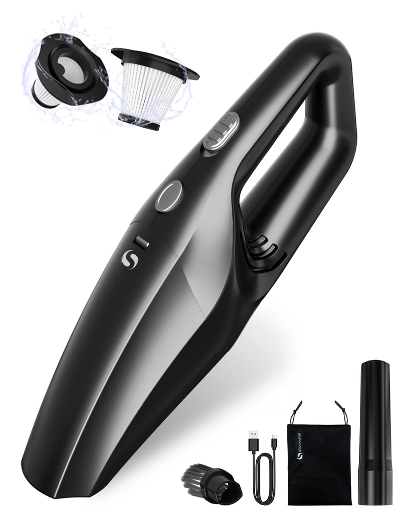 SERVOMASTER Handheld Vacuum Cleaner, Powerful Suction Car Vacuum Cleaner, Rechargeable Hand