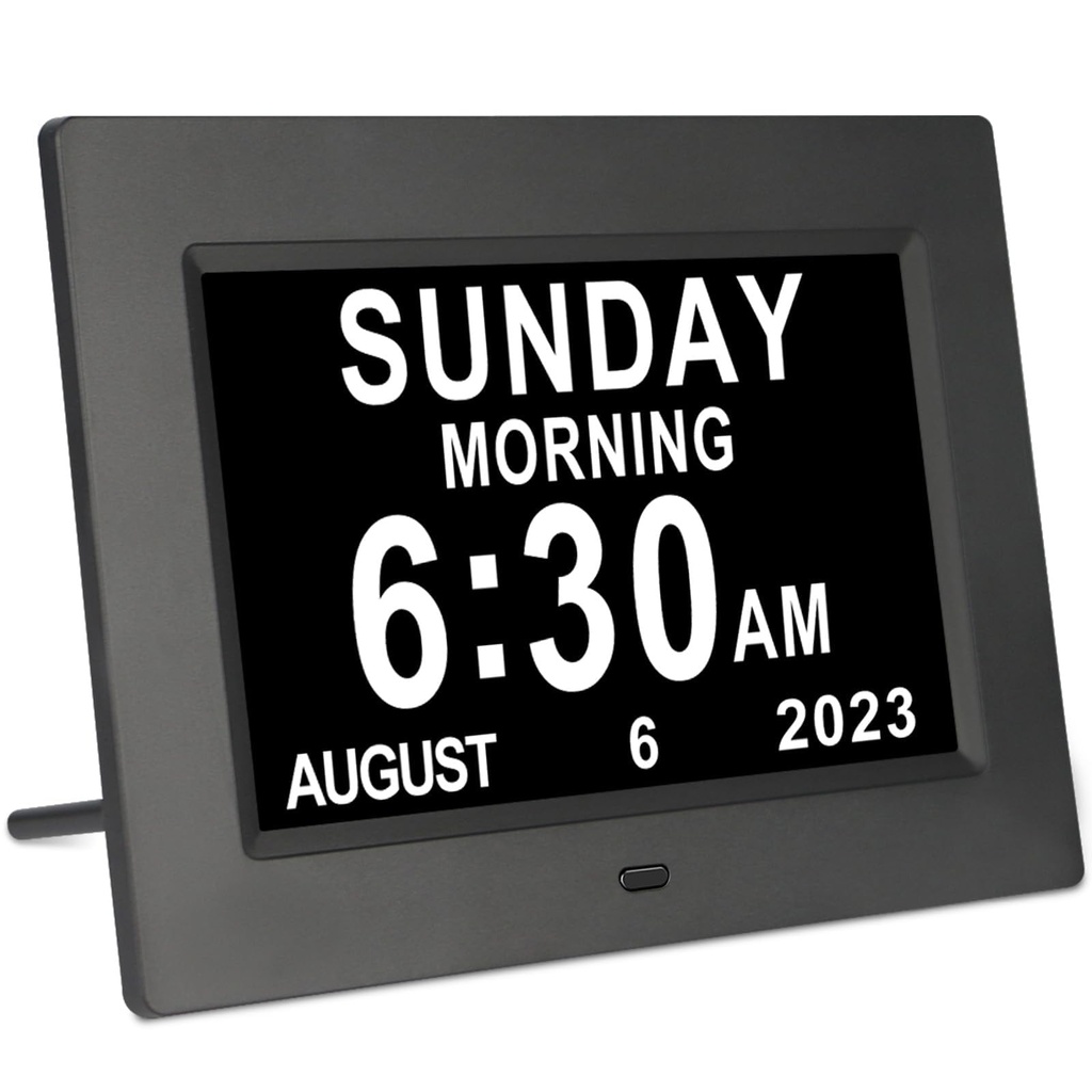 TSITSC 7 Inch Digital Day of The Week Clock Extra Large Non-Abbreviated Dementia Day and Dat