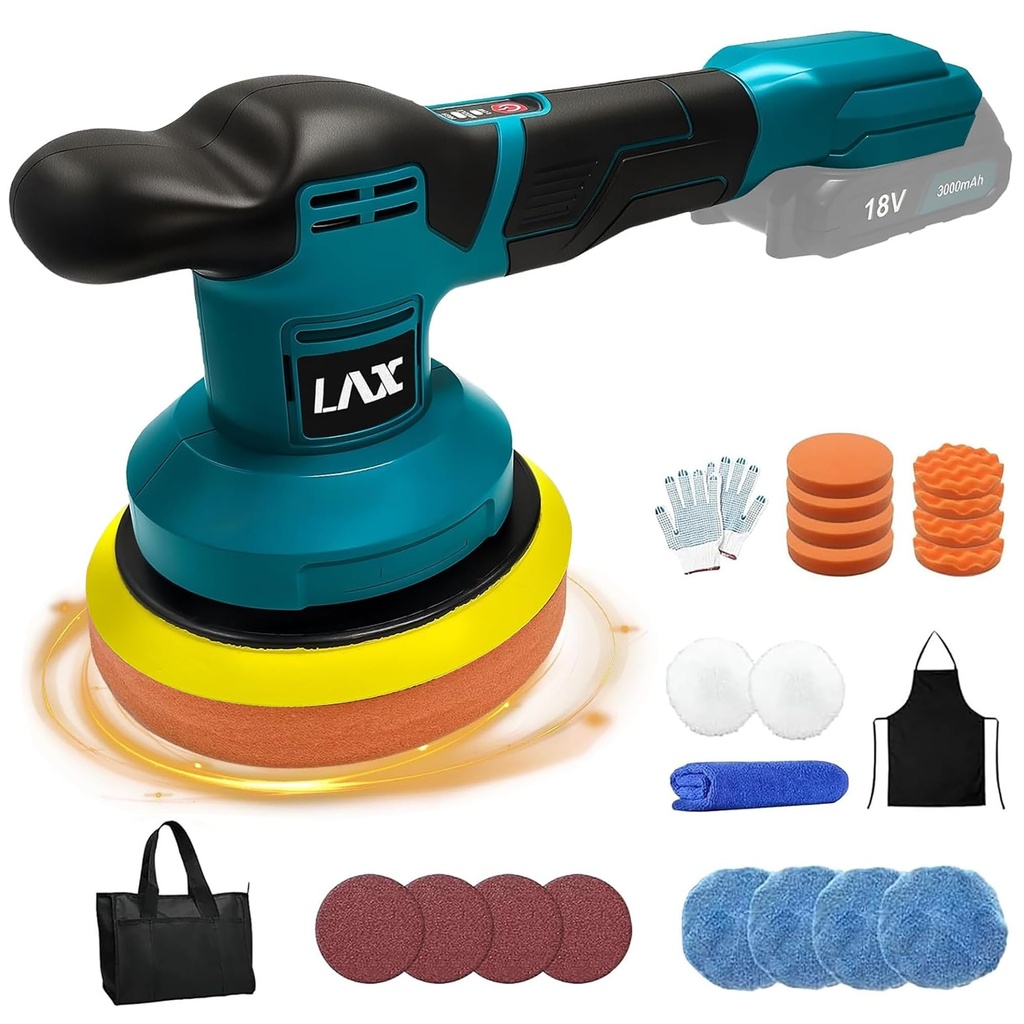 Cordless Car Polisher for Makita 18V Battery, 6 inch Car Buffer Polishing Set
