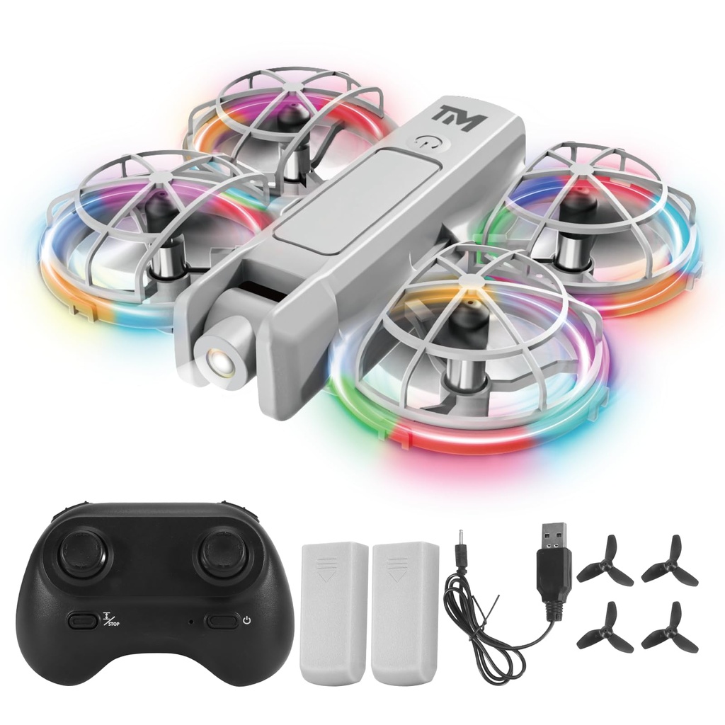 Mini Drone with Light, 15+ LED Modes Drone for Kid, Altitude-Hold, 3D Flip, Headless Mode, 3