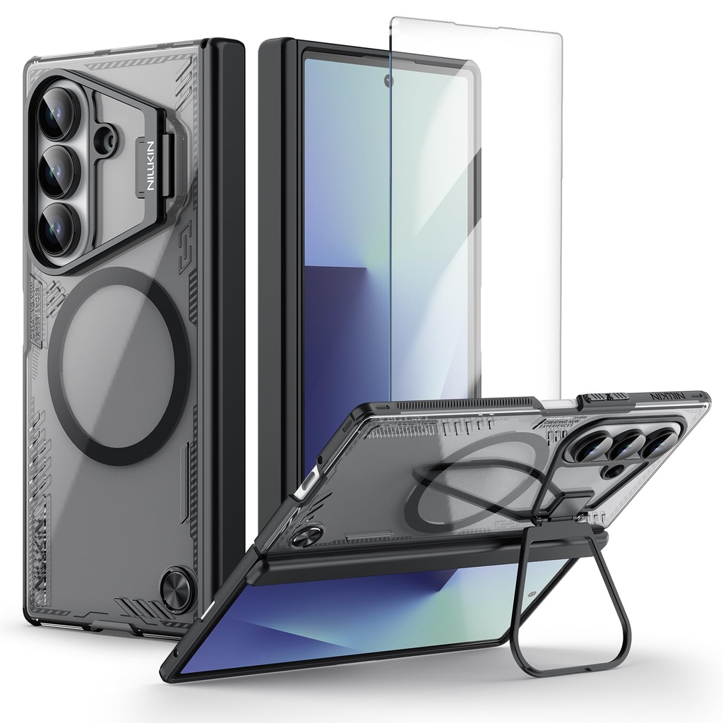 Nillkin Magnetic Case for Galaxy Z Fold 7 with Screen Protector, Built-in Camera Kickstand,