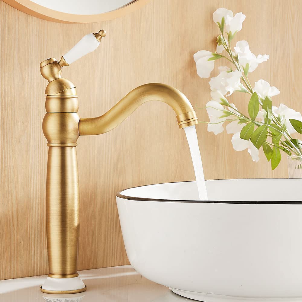 Maynosi Bathroom Basin Mixer Taps, High Rise Sink Tap for Countertop Basin, Traditional Tal