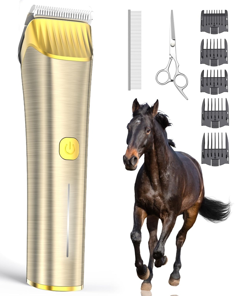 oneisall Horse Clippers,Low Noise Cordless Horse Grooming Kit for Horse Thick and Matted Lo