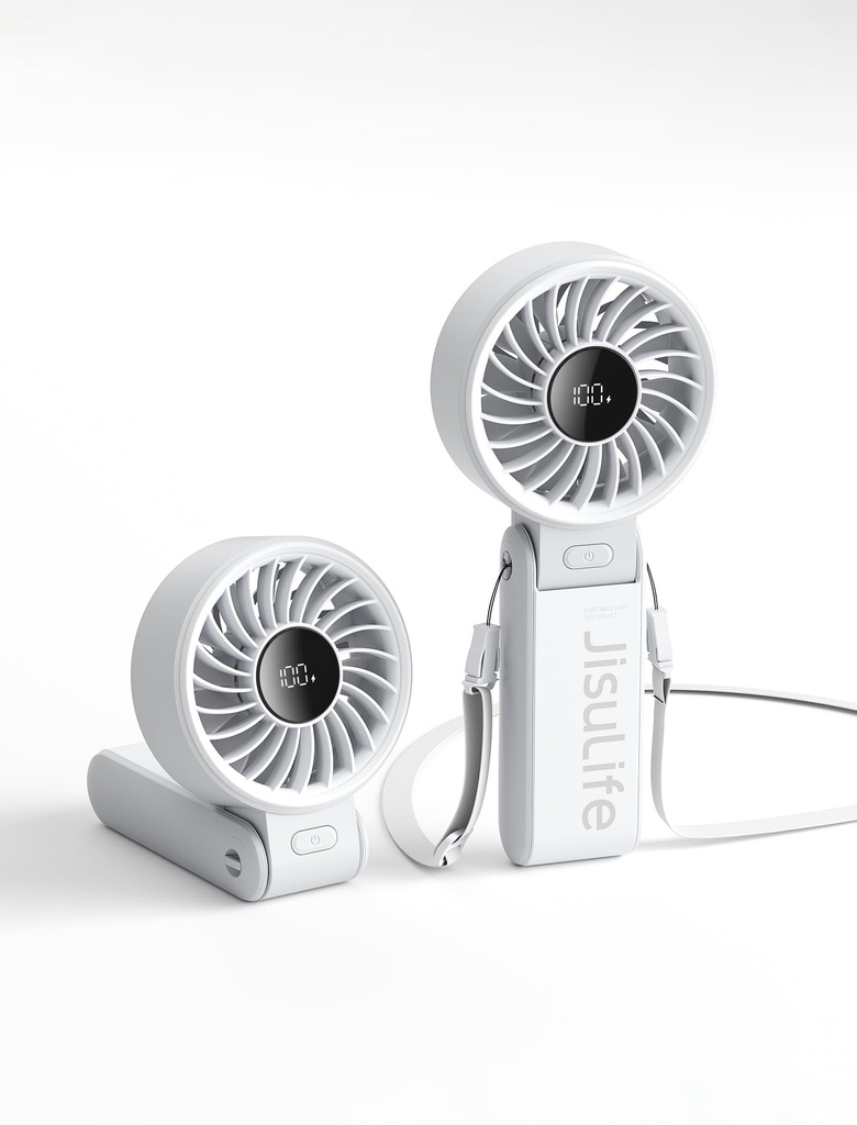 JISULIFE Handheld Fan Life7 Ã¢Â€Â“ Ultimate Flexibility: High-Power Motor, LED Display, 5000