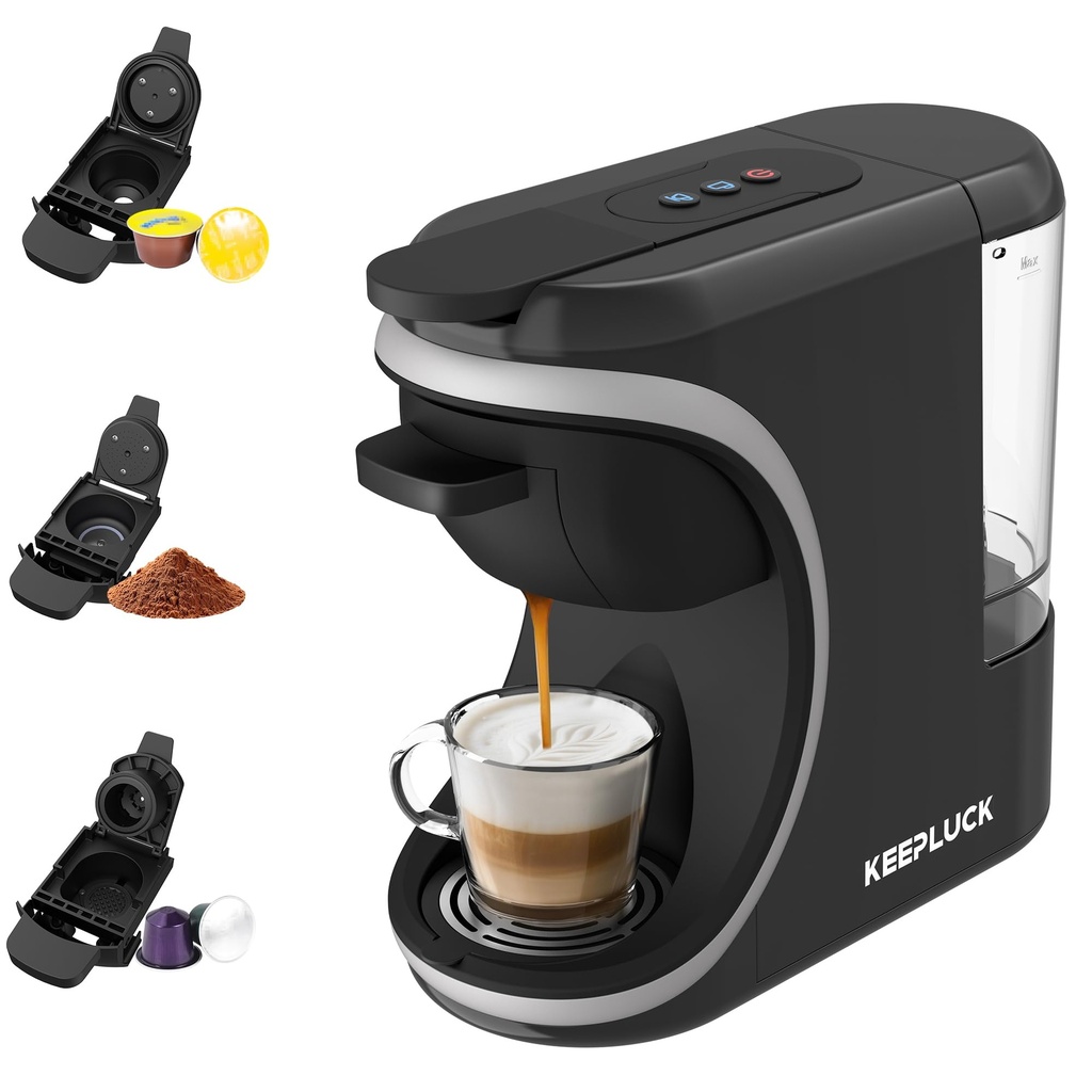 Coffee Machine for Nespresso Original/Dolce Gusto and Espresso Ground Coffee, Programmable