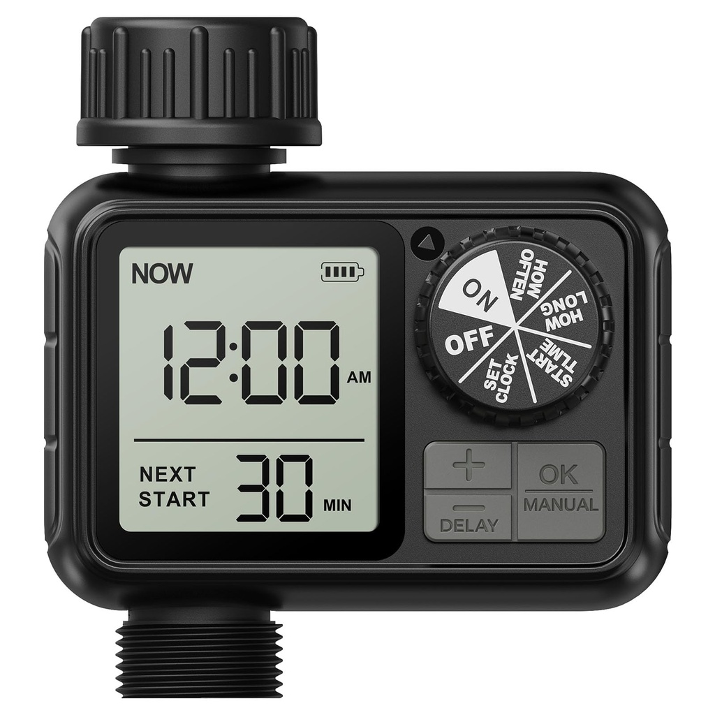 Xtsuen Water Timers for irrigation, Hose Timer with Rain Delay/Automatic & Manual Mode, Spri