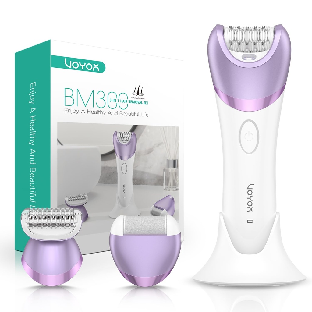 VOYOR Epilator for Women Cordless & Rechargeable, Epilator Hair Removal with 30 Tweezers,3 i