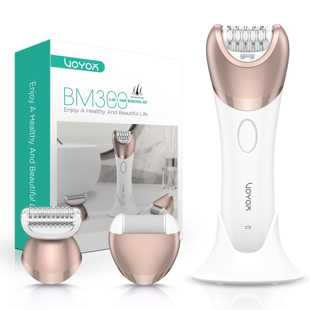 VOYOR Epilator for Women Cordless & Rechargeable, Epilator Hair Removal with 30 Tweezers,3 i