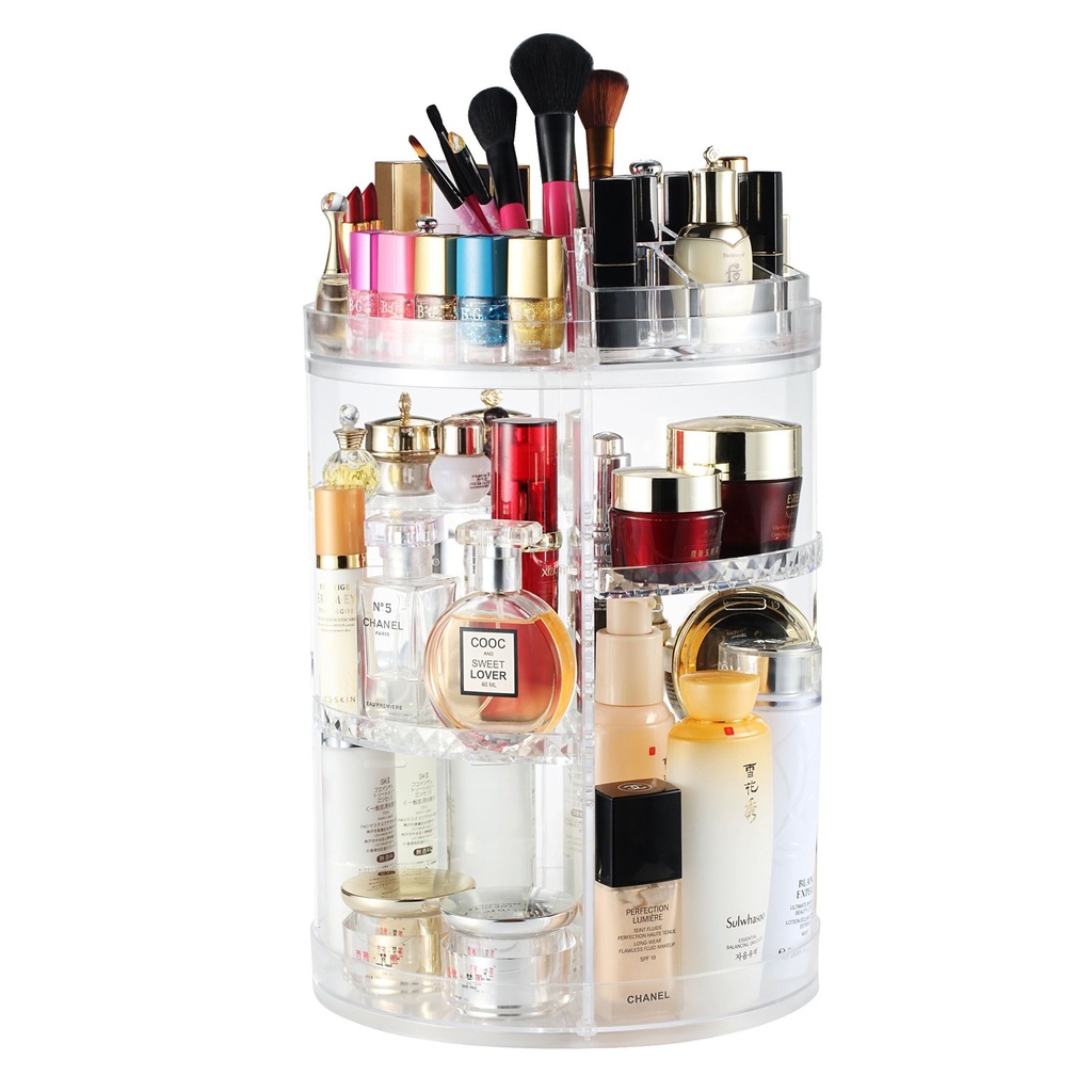 Boxalls Rotating Make-Up Organizer, Large Capacity 360 Degree Cosmetic Make-Up Storage, Adj