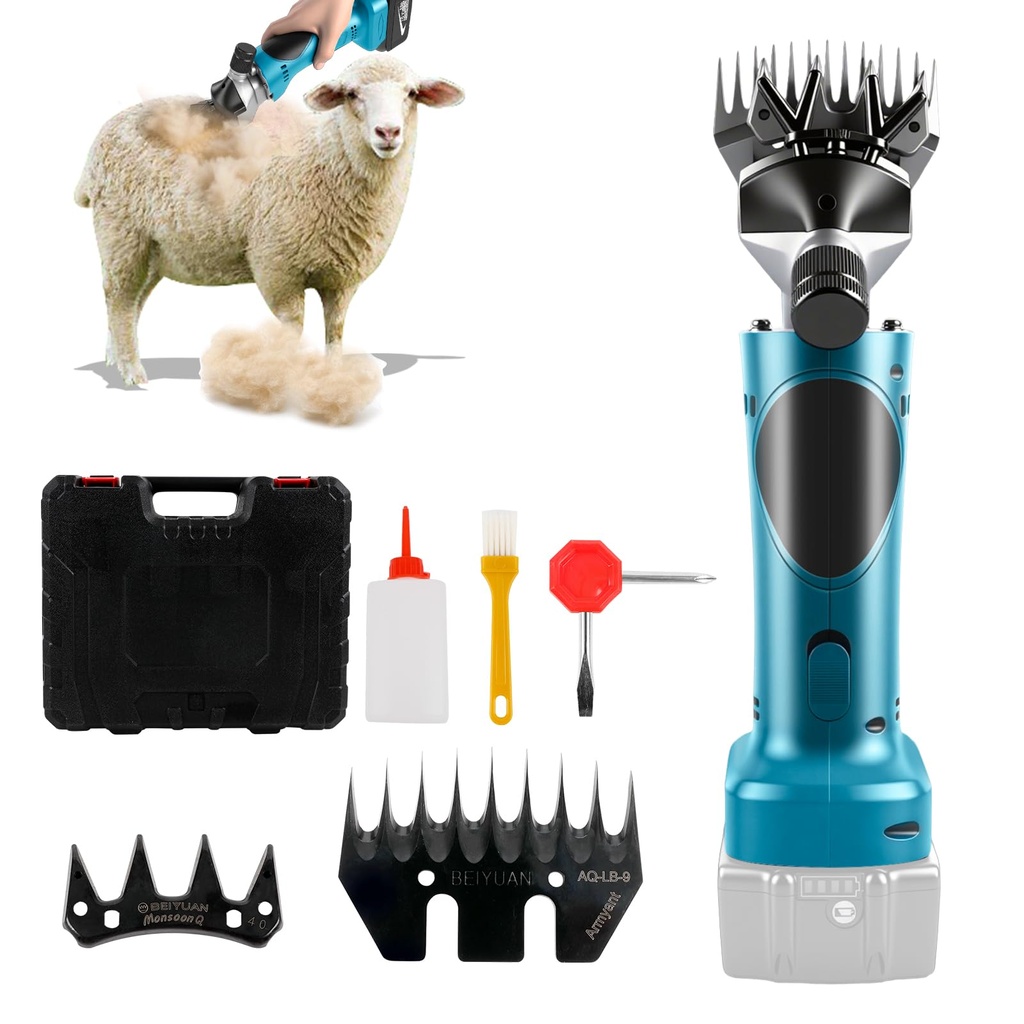 Cordless Sheep Shears with 2 Blades, 550W 2800rpm Electric Sheep Clippers Compatible with M