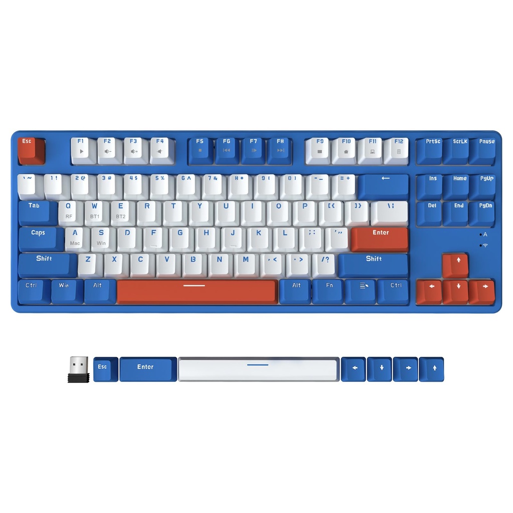 A.JAZZ AK871 Wireless Gaming Keyboard 75%, Bluetooth5.0/2.4G Dual Modes, TKL 80% Mechanical