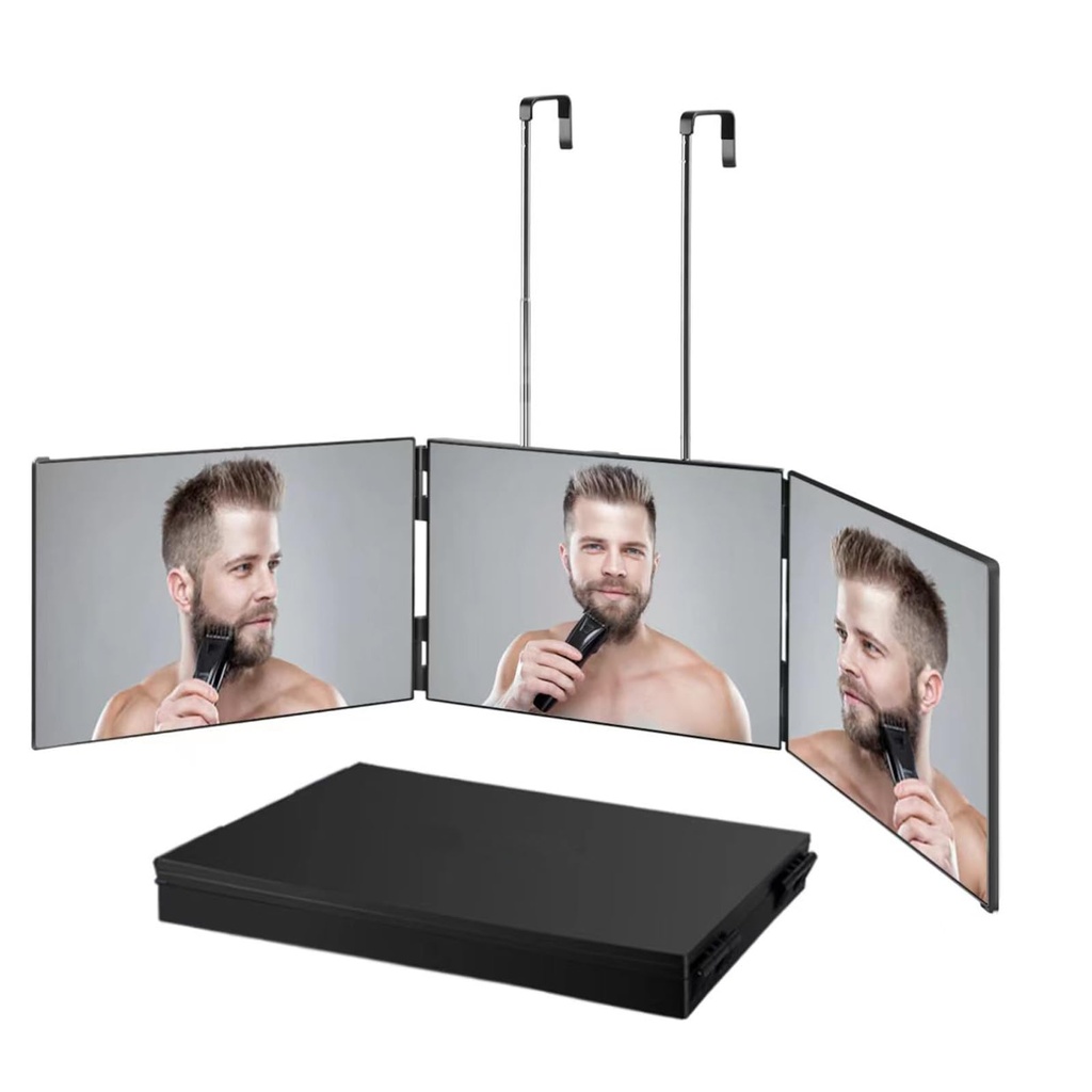 Vanexiss 3 Way Mirror for Hair Cutting, Adjustable & Foldable Portable Trifold Mirror with