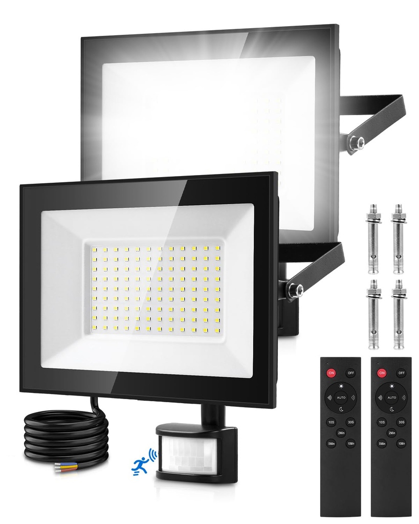 Lightasea Security Lights Outdoor Motion Sensor, 100W PIR Security Light with Remote Control