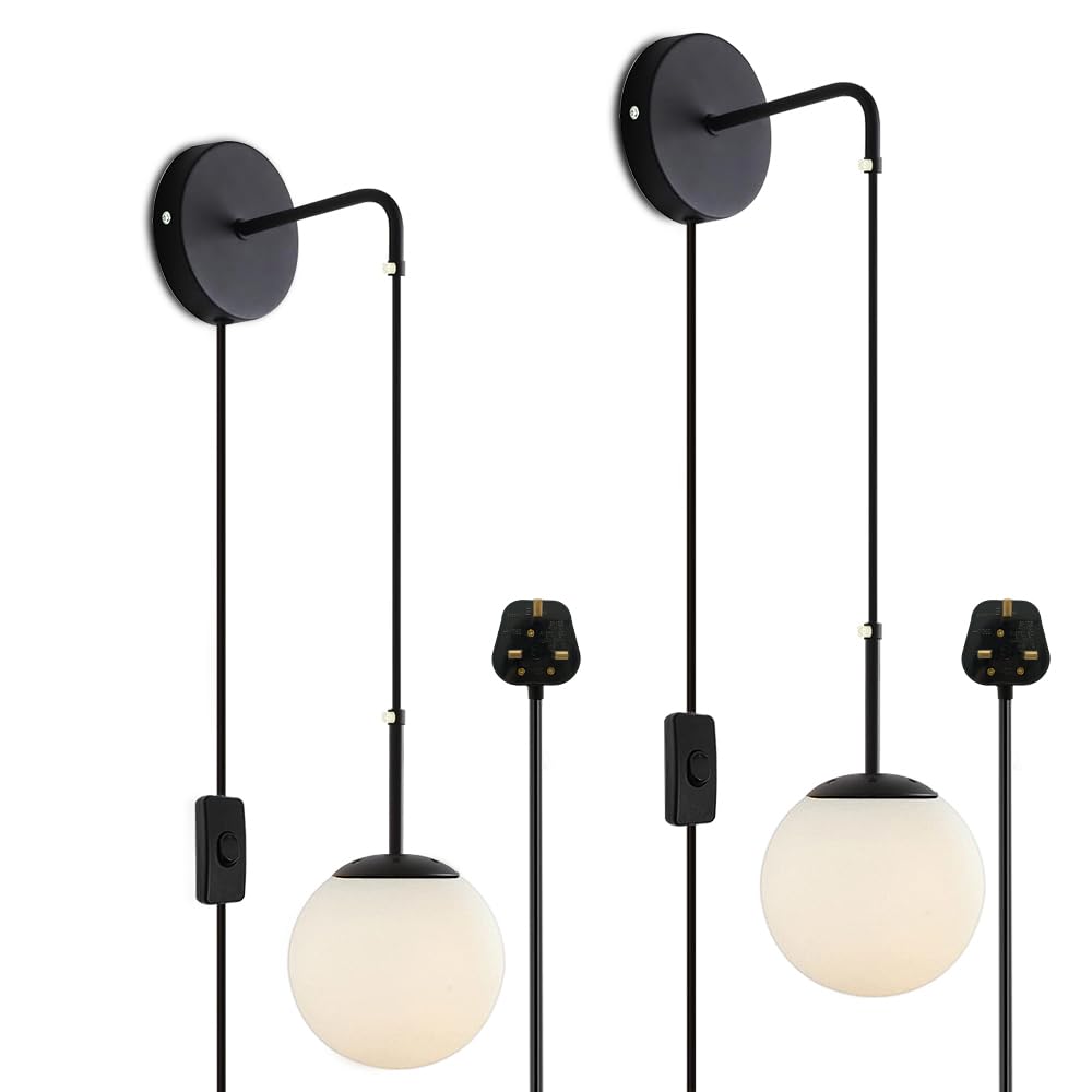 ELINKUME LED Plug in Wall Sconces, Indoor Wall Lights with Adjustable Plug in Cord