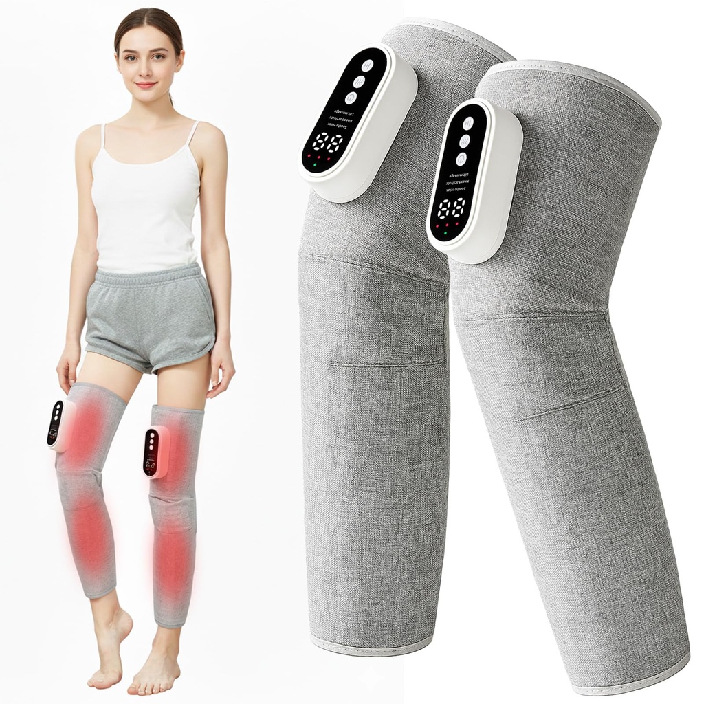 2 Pack Wireless Leg Massager with Heating & Air Compression Calf Massager with 3 Mode