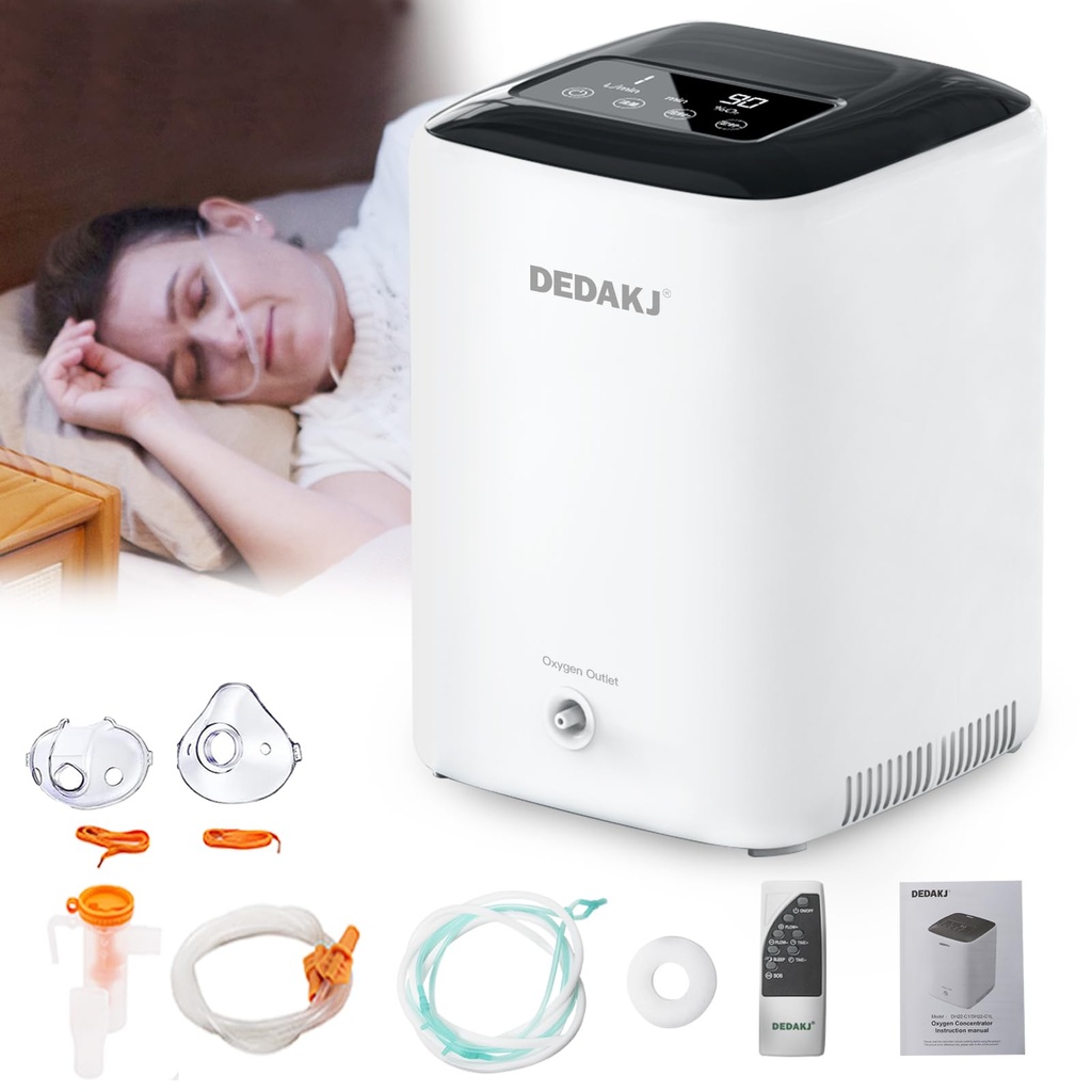 DEDAKJ Oxygen Machine 1-7L / min, 30%-90%, with Remote Control, Accumulated Time Adjustment
