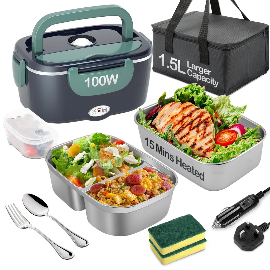 BYbrutek Electric Lunch Box 100W, 1.5L Removable Stainless Steel