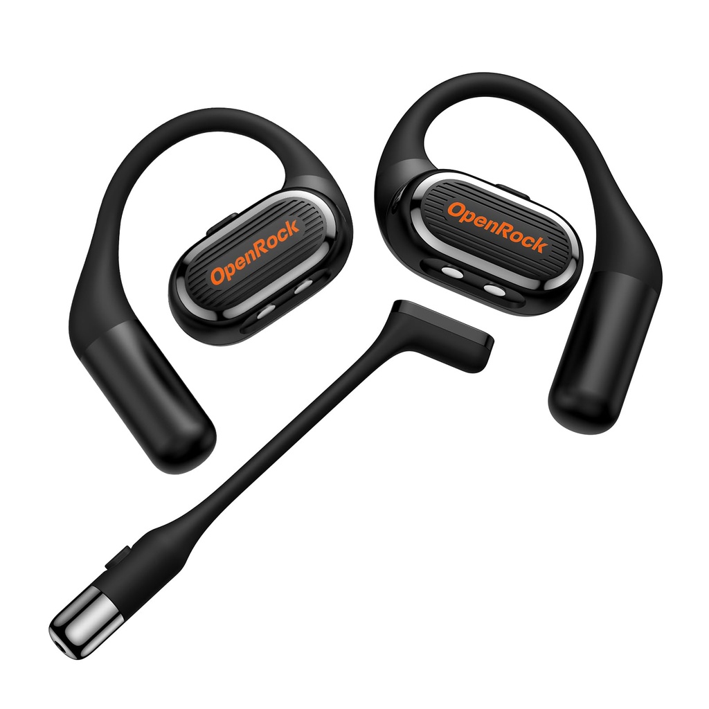 Link 20 - Open-Ear Bluetooth Headset with Detachable Boom Mic, 5-Mic Call Noise Cancelling