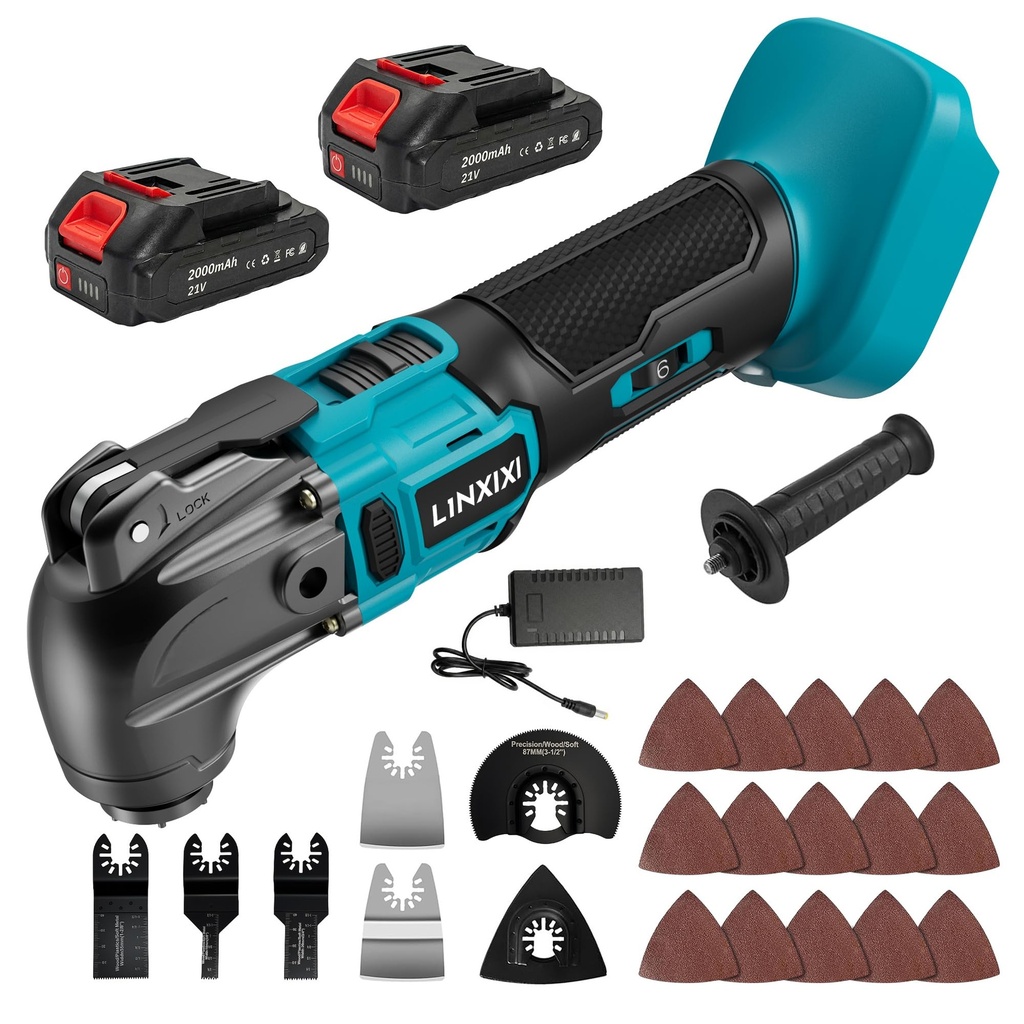 Cordless Oscillating Tool with 2 Battery, Brushless Motor Battery Powered 