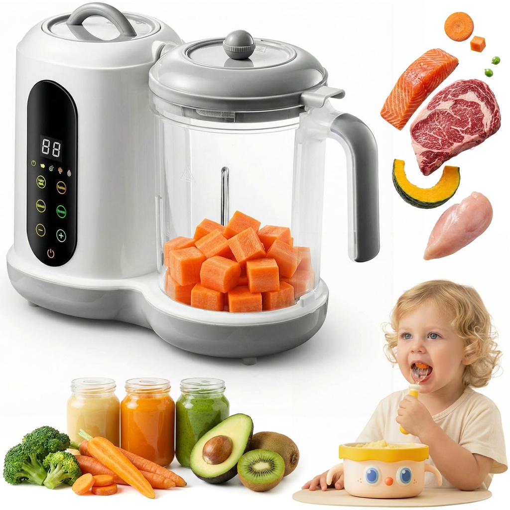Multifunctional Baby Food Processor and Steamer Preset Modes for Easy Cooking