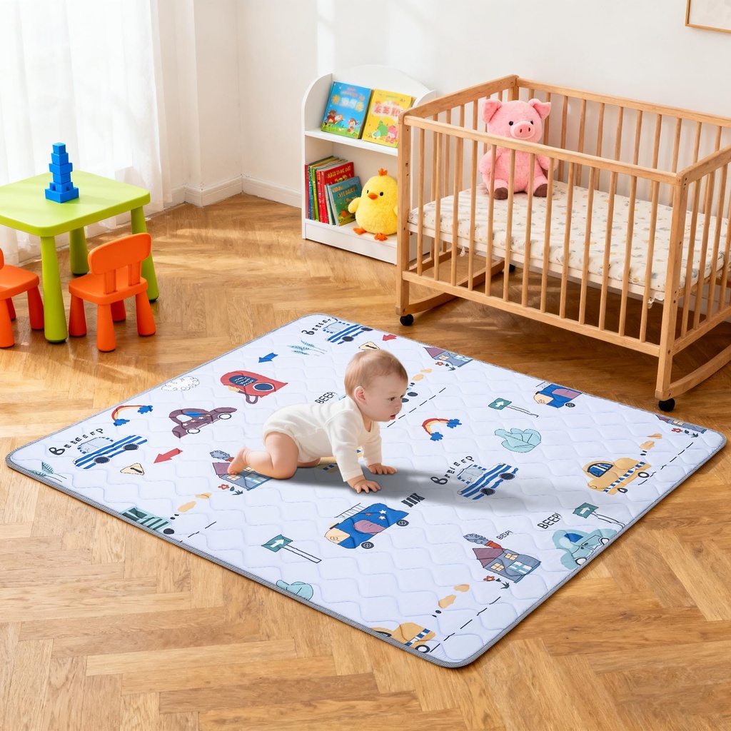 FREEAMG Baby Play Mat, 180?Ã¹150cm Foldable Kids Playmat, Cotton Baby Play Mats for Floor,