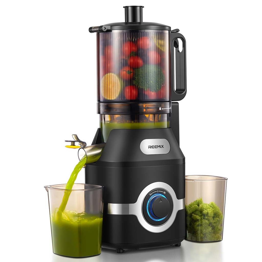 Cold Press Juicer, 140mm Large Feed Chute Masticating Juicer for Whole Fruits and Vegetable