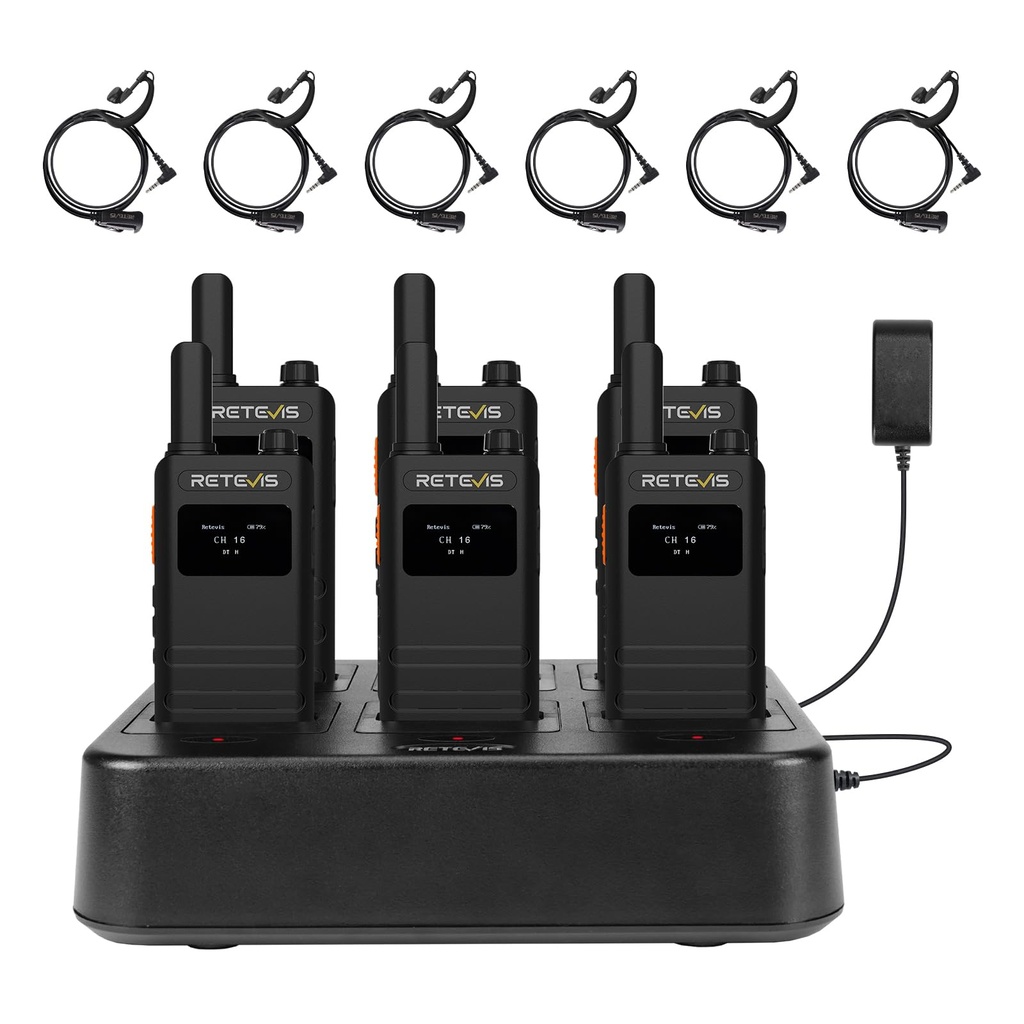 Retevis B63S Walkie Talkie for Adults, LCD Screen Pocket Radio with 6-Way Charger, RT622 3.0