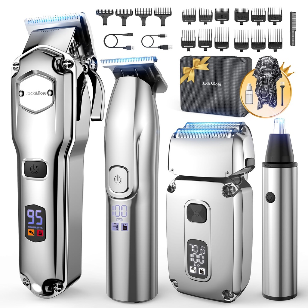 Jack & Rose Hair Clippers Men and Trimmer Set,Cordless Clippers for Men Haircut,Beard Trimme