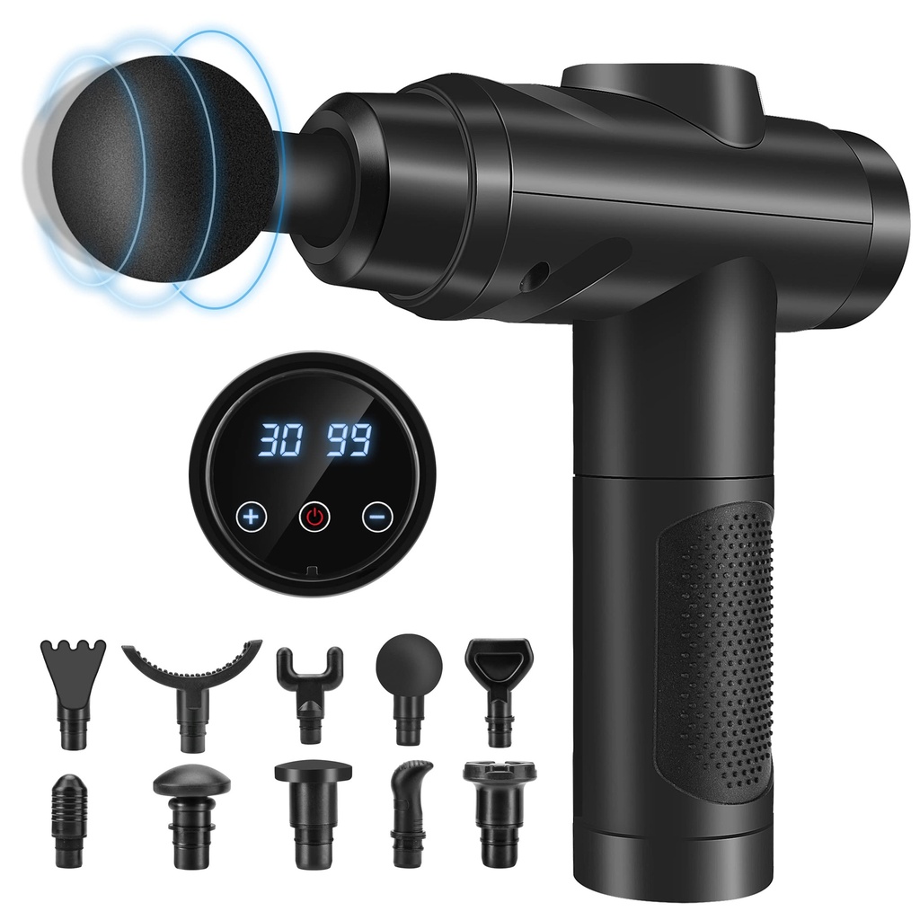 Massage Gun Deep Tissue, Muscle Percussion Massager with 30 Speeds Quiet Hand Massagers wit